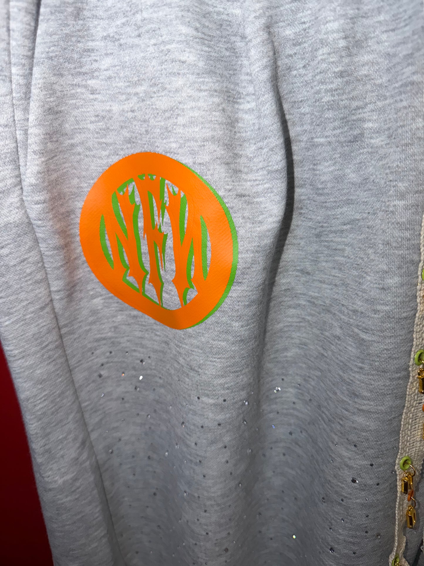 NFN Lounge Wear Shorts - Heather Gray/Orange/Green 2XL