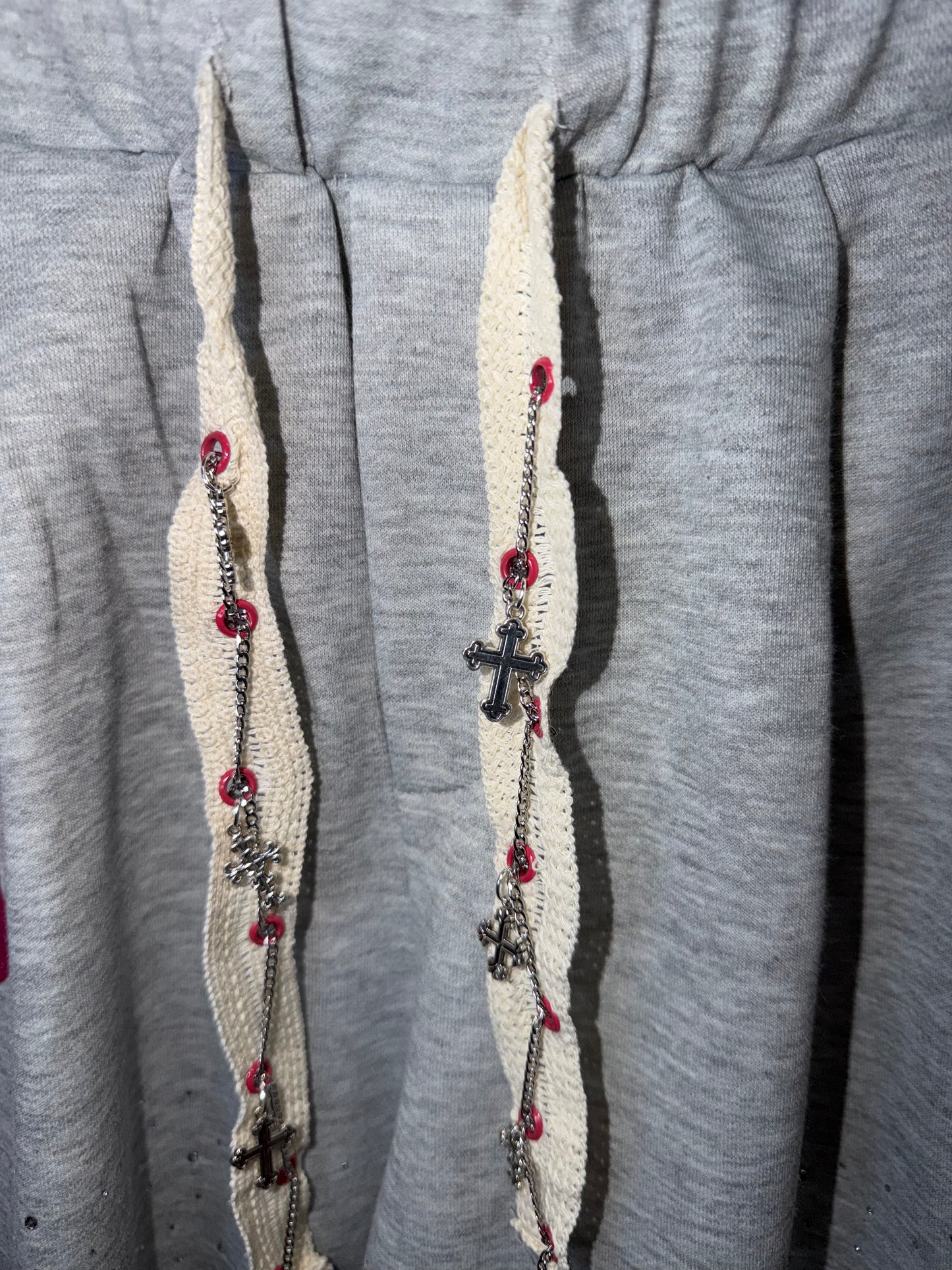 NFN Lounge Wear Shorts - Heather Gray/Burgundy LARGE