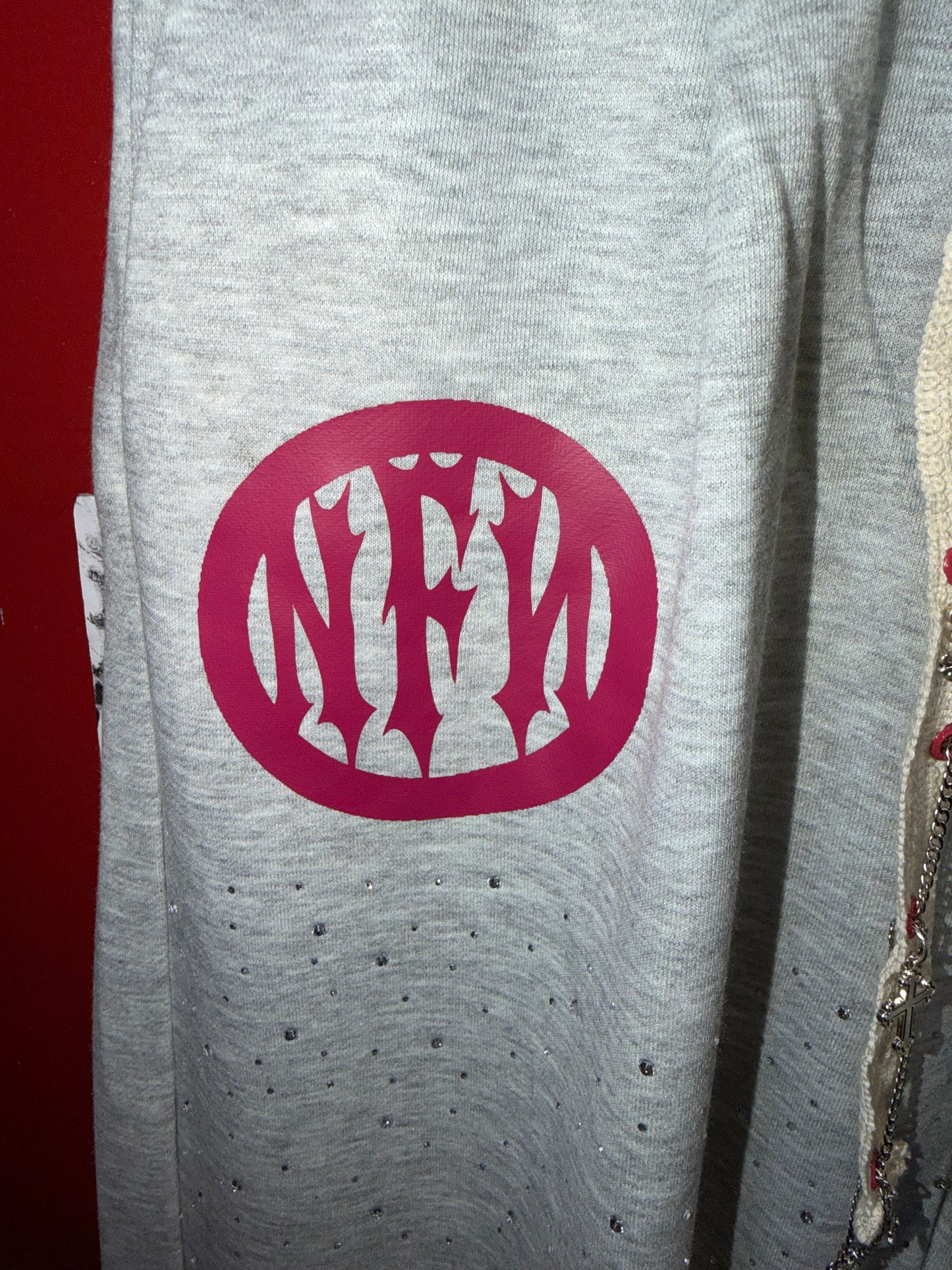 NFN Lounge Wear Shorts - Heather Gray/Burgundy LARGE
