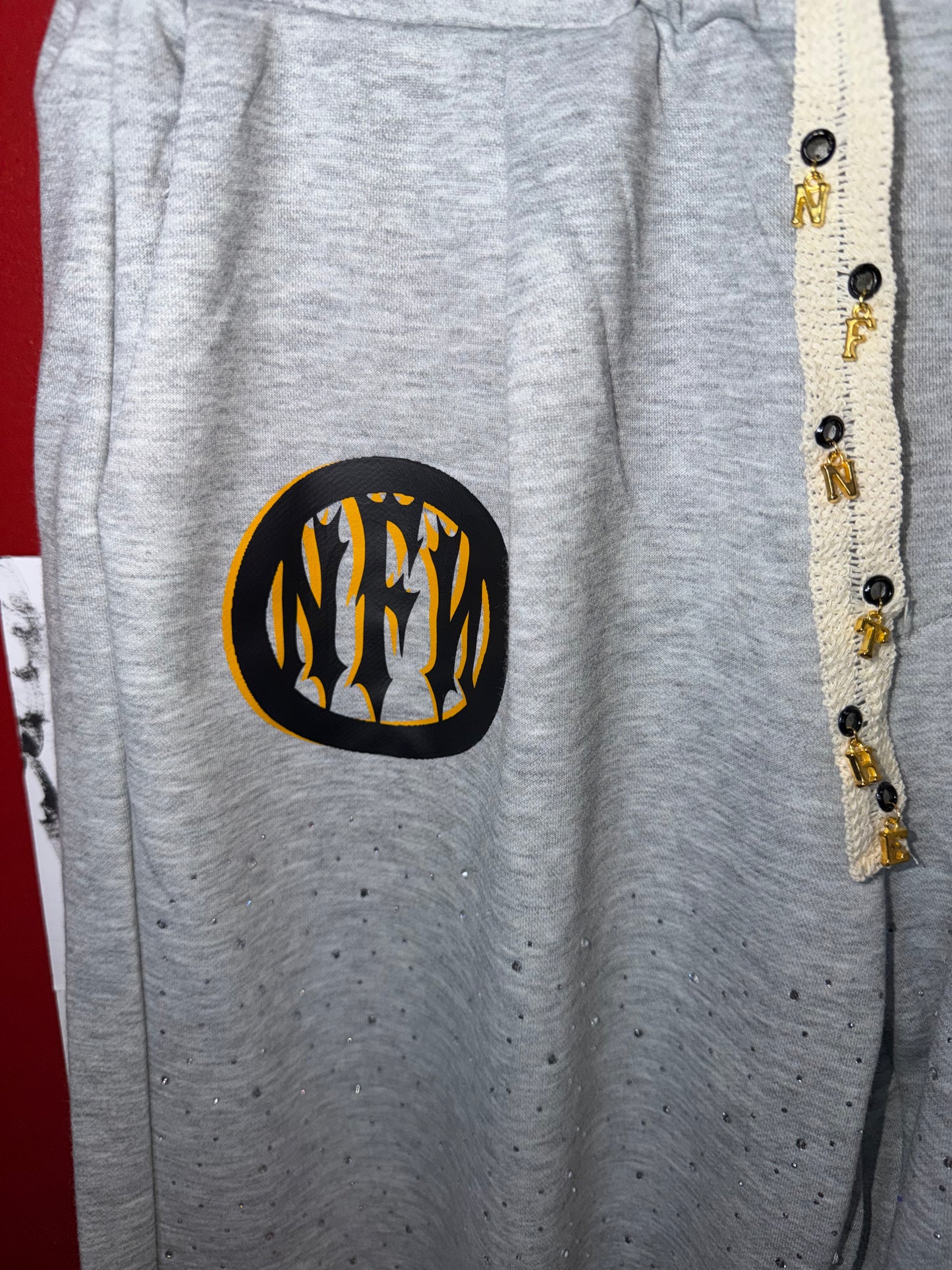 NFN Lounge Wear Shorts - Heather Gray/Black/Gold X-LARGE