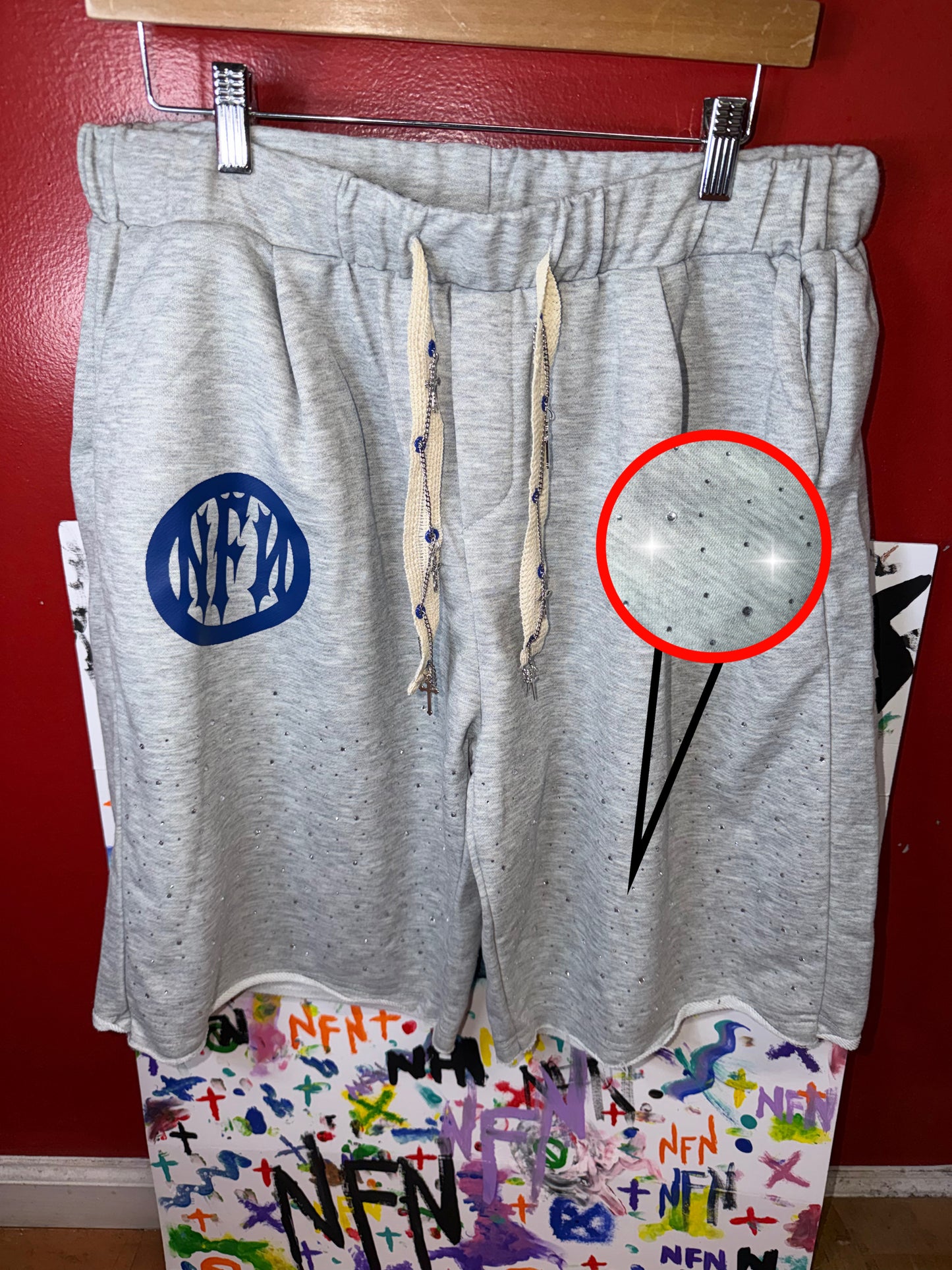 NFN Lounge Wear Shorts - Heather Gray/Blue X-LARGE