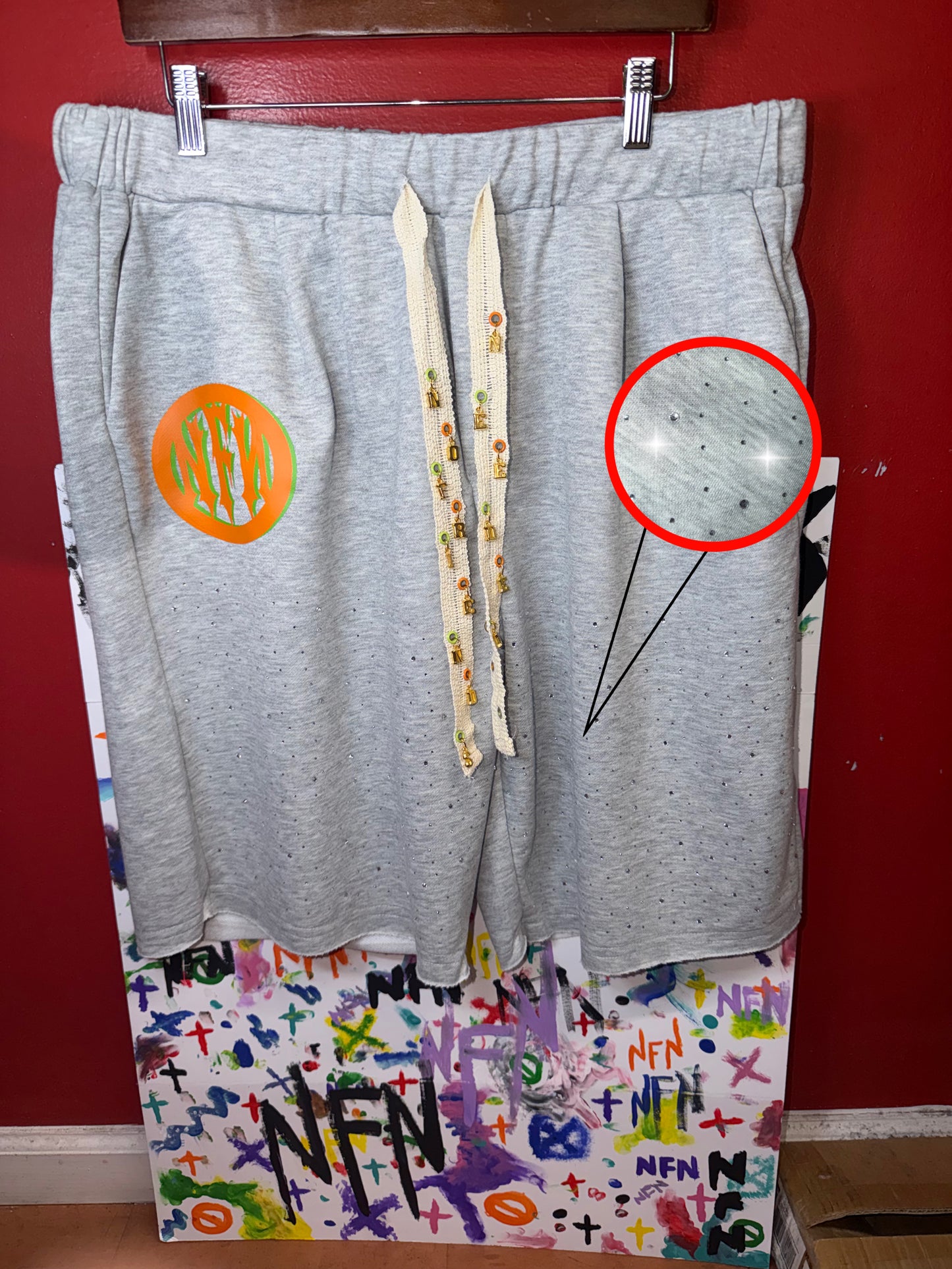 NFN Lounge Wear Shorts - Heather Gray/Orange/Green 2XL
