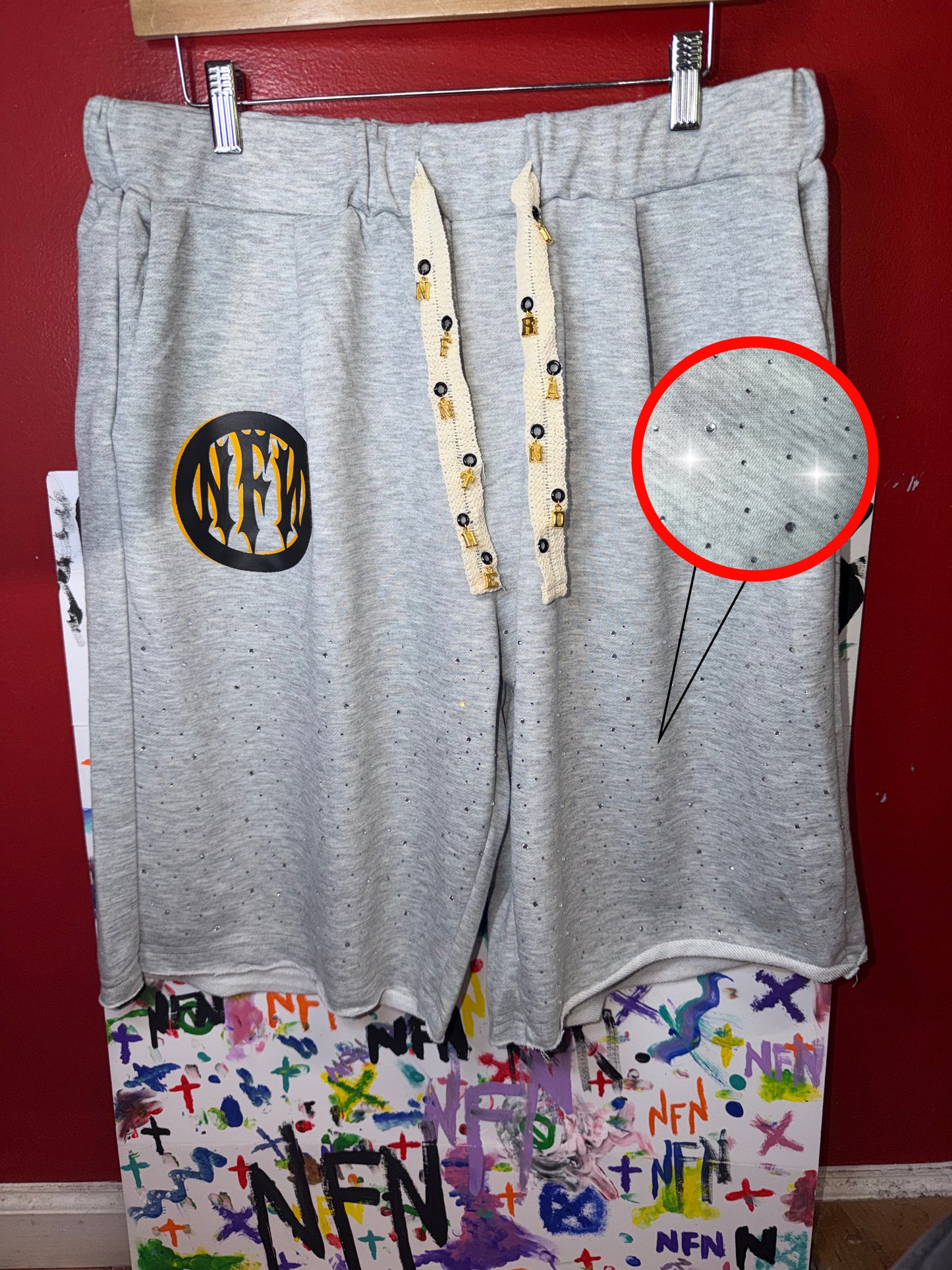 NFN Lounge Wear Shorts - Heather Gray/Black/Gold X-LARGE